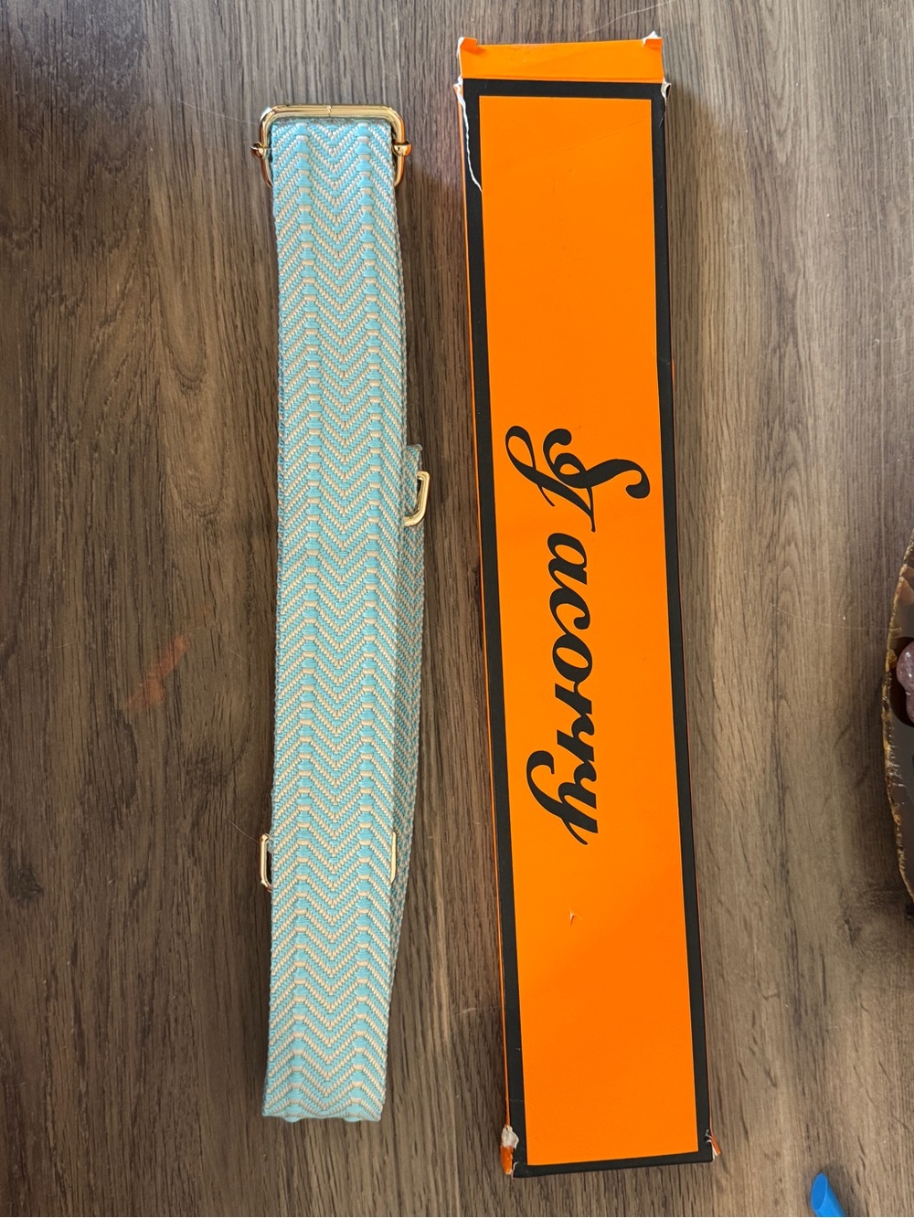 Light Blue Chevron Strap with Gold Hardware
